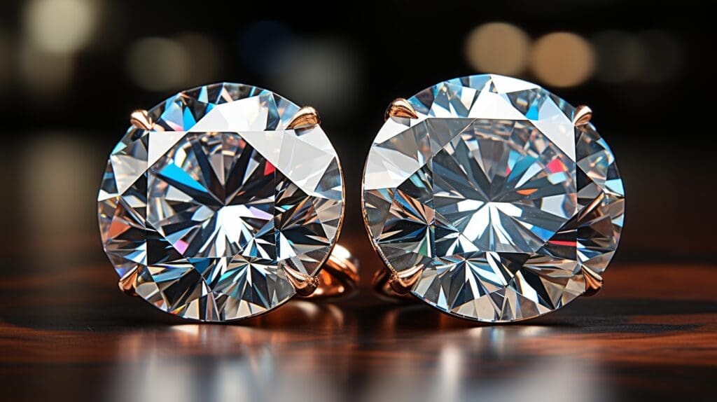 an image of a Lab-Grown Diamonds and a moissanite gemstone side by side
